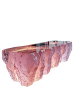 Comptoir d'îlot lumineux de luxe moderne en résine transparente, bar en cristal artistique et créatif, table à thé personnalisée de style designer