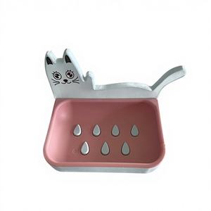 CASAMAX WL AO-2052B Porte-savon portable en plastique avec motif chat - Style asiatique 13*8.5*8.5 cm - Product Image 1