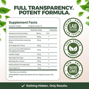 OEM/ODM 맞춤형 GLP 캡슐, 베르베린 함유로 식욕 및 신진대사 지원, 여성 및 남성용 천연 GLP 보충제, 슬리밍 효과 - Product Image 5