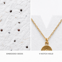 Carte de présentation de bijoux personnalisable en papier grainé avec graines, impression de logo sur mesure, vente en gros