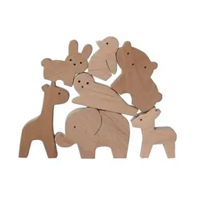 Natural Wooden Forest Animals Stacking Balance Toy Craft Set shelf craft Forest Animals Decoration Toy