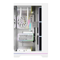 Boîtier d'ordinateur de jeu en alliage d'aluminium Ruix HALO 9 blanc ATX M-ATX ITX Mid Tower avec éclairage ARGB, bande lumineuse, fenêtre en verre, ports USB