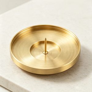 现代圆形黄铜柱形烛台豪华尖顶金属烛台 - Product Image 1