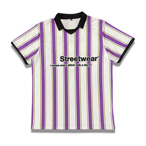 เสื้อฟุตบอลย้อนยุคเสื้อฟุตบอลแบบคลาสสิกเสื้อลายทางแบบตาข่ายระบายอากาศ - Product Image 4