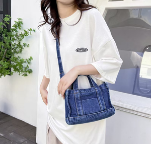 批发牛仔购物袋新设计时尚压花便携式牛仔购物袋手提袋 - Product Image 6