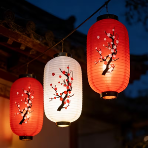 Lanterne en tissu traditionnelle japonaise, <span class=keywords><strong>cuisine</strong></span> Izakaya, restaurant de sushis, décoration de pub, lanterne à fleurs de prunier, lanterne à fleurs de cerisier, extérieur - Product Image 3