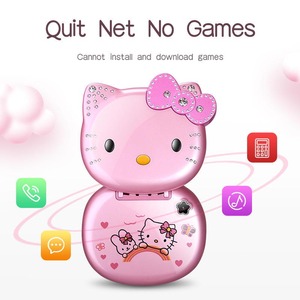 新品K688キティかわいいミニガール携帯電話フリップ付き漫画ロックなし子供デュアルカード携帯電話キッズギフトカワイイおもちゃ - Product Image 2