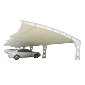 Abri de voiture moderne en aluminium pour 2 voitures, toit en arche, imperméable, revêtement PVC, abri de stationnement extérieur - Product Image 1
