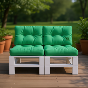 Coussins de palette d'extérieur en tissu vert, qualité supérieure, rectangulaires, amovibles et lavables, housses de sièges de patio - Product Image 2