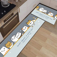 Wholesale Cartoon Kitchen Floor Mat Carpet Crystal Velvet 2 Piece Non-Slip Long Kitchen Runner Rug Mats