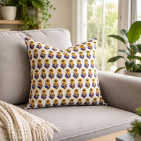 Housse de coussin décorative en coton 100% à imprimé botanique jaune et violet pour canapé, chambre et maison