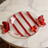 Plato de Postre Navideño Festivo, Ecológico, de Cristal sin Plomo, con Forma de Caramelo, Creativo, para Dulces, Frutas y Postres