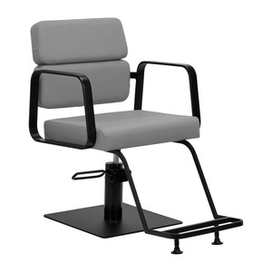 Gabbiano Porto-BM poltrona reclinabile per parrucchieri in pelle sintetica grigio nero con acciaio e PU per salone barbiere negozio mobili - Product Image 1