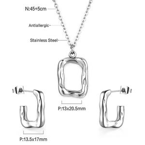 New Design 18K Gold Plated Stainless Steel Oval and Square Cut Out Shaped <b>Jewelry</b> <b>Set</b> <b>for</b> <b>Women</b> - Product Image 6