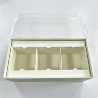 Boîte cadeau rigide personnalisée à 3 compartiments avec couvercle transparent en PET, boîte d'emballage divisée pour sachets de thé, sous-vêtements, cartes de jeu