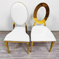 Chaise Arabella élégante au design ovale Chaise de luxe sur le thème blanc et or Chaise d'événement dorée 2 en 1 de luxe argentée à vendre