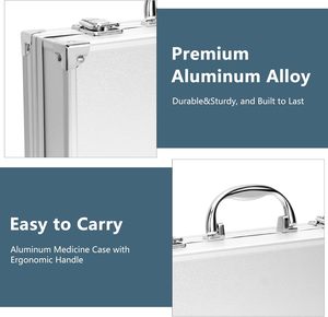 Caja de <span class=keywords><strong>Herramientas</strong></span> de Aluminio Portátil, con Cerradura y Asa, Organizador de Medicamentos Portátil, Maletín de Aluminio - Product Image 4