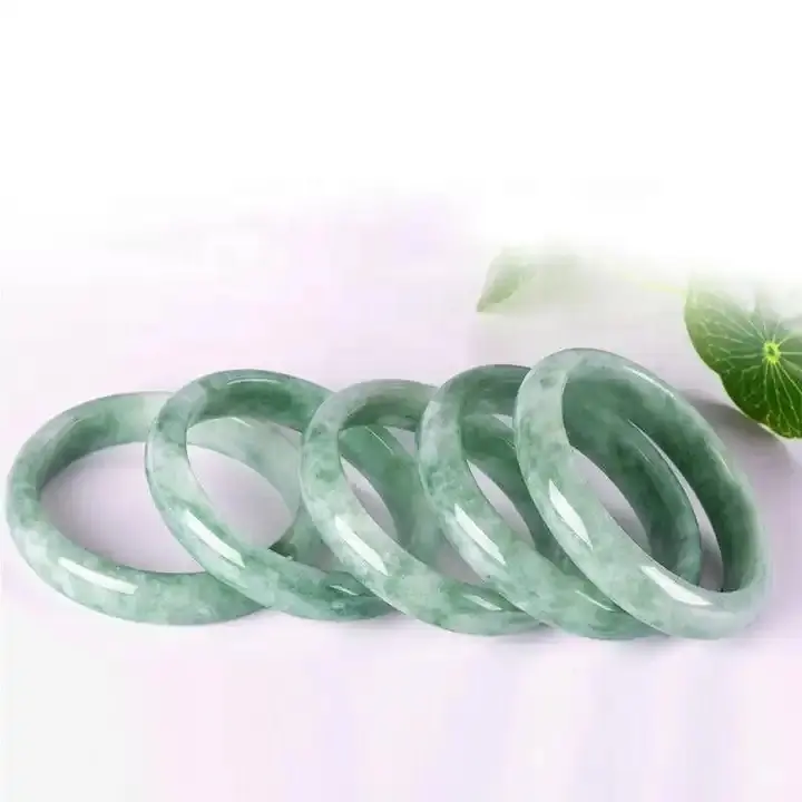 Classic Retro Chinese Style Green Natural Stone Jade Bangle Bracelet 54-64mm Wholesale Jade Bangles for Women