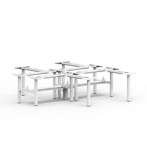L Shaped Electric Height Adjustable Desk White Metal Frame For Home Office <b>Gaming</b> Computer Use Standing Workstation - Product Image 1