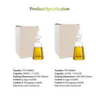 Bouteille Distributrice d'Huile d'Olive en Verre 220ml & 425ml, Carafe à Huile et Vinaigre avec Bec Verseur, Carafe à Huile d'Olive pour Cuisine et Barbecue