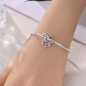 Cuentas espaciadoras con clip de flor de cerezo de primavera, <span class=keywords><strong>rosa</strong></span> pálido, con esmalte floral multicapa, para visualización de Sakura, con logotipo personalizado, en lotes pequeños - Product Image 3