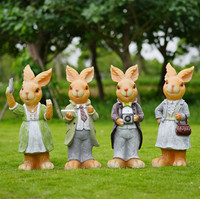 Décor de jardin extérieur pour maison modèle Peter, lapin de dessin animé en résine et fibre de verre, ornements de paysage à thème animal en relief 3D