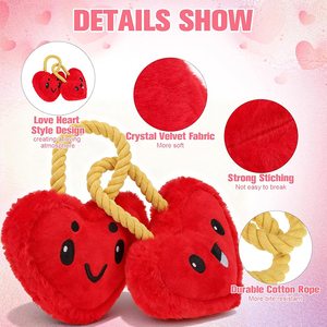 ของเล่นสุนัขแบบขายส่ง ของเล่นเสียงดังรูปหัวใจสีแดง ของเล่นเชือกตุ๊กตาสุนัขแบบมีเสียงดัง ของเล่นดึงเชือกทำความสะอาดฟัน - Product Image 2