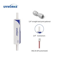 Pemurni Air Inline LED UVC Penghilang Bakteri 99,99%, Air Minum, 0,26GPM, 1,2-2W, DC12-24V, 265-275NM, Tanpa Merkuri UVWORKS