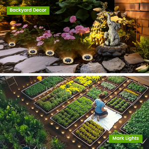 Mini Luci Solari <span class=keywords><strong>da</strong></span> Terra IP65 Impermeabili, Lampade Segnapasso <span class=keywords><strong>da</strong></span> Esterno a <span class=keywords><strong>Energia</strong></span> <span class=keywords><strong>Solare</strong></span> con 8 LED, Disco Luminoso <span class=keywords><strong>Solare</strong></span> per Vialetto <span class=keywords><strong>Giardino</strong></span> Prato Sentiero - Product Image 6