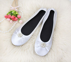 ¡Novedad de 2025! Zapatos <span class=keywords><strong>plegables</strong></span> para pies de rescate, zapatos de bailarina decorados con perlas para bodas y eventos para verano y primavera - Product Image 5