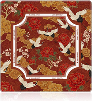 Tapis de Mahjong Portable Oriental Crane Floral en Caoutchouc Antidérapant et Réducteur de Bruit pour Table de Mahjong Américain