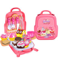 Ensemble de jeu de simulation de cuisine pour enfants, thème gâteau glacé, avec boîte de rangement portable en forme de valise