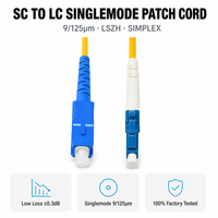 Cordon de brassage fibre optique simplex SC UPC vers LC UPC monomode 9/125 µm jaune gaine LSZH 1m 2m 3m 5m 10m FTTH LAN WAN