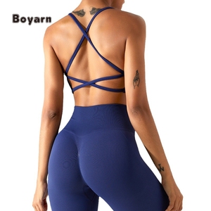 Boyarn Sexy sans couture sous-vêtements de sport femme beauté dos moulant Yoga soutien-gorge course en plein air haut de sport vêtements de Fitness - Product Image 1