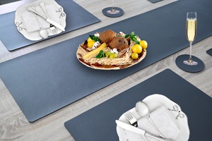 Premium <strong>Grey</strong> Leather Long Placemat Dining <strong>Table</strong> Decor Good Quality Custom <strong>Table</strong> <strong>Runner</strong> - Product Image 4
