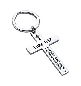 LLavero de Cruz religiosa de acero inoxidable de Isaiah Mattew <span class=keywords><strong>Luke</strong></span>, joyería cristiana, llavero de la Santa Biblia, regalo - Product Image 3
