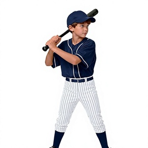 Conjunto de Uniforme de Béisbol Unisex para Adultos, Jersey Azul Marino de Manga Corta con Cuello en V, Absorbente de Humedad, 100% Poliéster, Transpirable, para Todas las Temporadas - Product Image 1