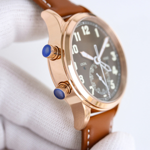 Montre de pilote haut de gamme pour <span class=keywords><strong>homme</strong></span>, style aiguille, calendrier, fond saphir transparent, <span class=keywords><strong>lunette</strong></span> à double palier, montre d'affaires haut de gamme - Product Image 4