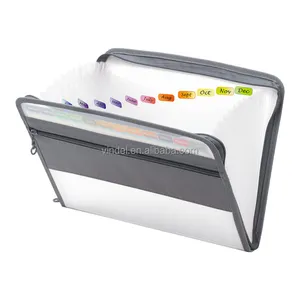 Letter A4 Paper Expanding File Folder with Sticky Labels of 13 Pockets as Organizer Filing Folder Expandable Document Folder
