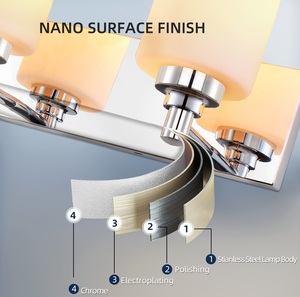 Lampe murale LED moderne au design nouveau, étanche IP44 pour intérieur, miroir de salle de bain, lumière murale en acier inoxydable E26 pour hôtel - Product Image 5