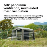 Tente de randonnée gonflable, revêtement en vinyle noir, résistante aux UV, modulaire, auto-assemblable, imperméable ; camping extérieur quatre saisons sur mesure