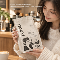 YOUYI Sachet de café personnalisé imprimé en gravure, pochette verticale avec valve unidirectionnelle et fermeture éclair refermable, conforme BRCGS FDA
