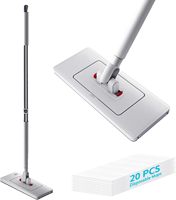 Serpillère multifonctionnelle télescopique mains libres avec 2 recharges de tampons réutilisables pour le nettoyage des sols humides ou secs