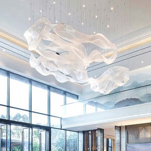 <span class=keywords><strong>Lustre</strong></span> en cristal créatif en forme de <span class=keywords><strong>vague</strong></span> pour centre commercial, hall d'hôtel, salle de banquet, décoration personnalisée, ruban en verre - Product Image 5