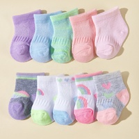 Chaussettes antidérapantes respirantes en coton tricoté à motifs de dessins animés, colorées, pour bébés et nouveau-nés (garçons et filles), lot de 10, personnalisables OEM