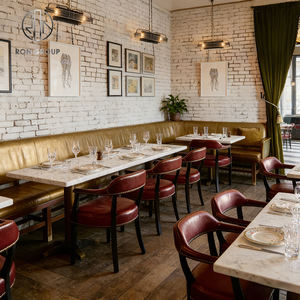 <span class=keywords><strong>Table</strong></span> et chaises de restaurant vintage en pierre frittée carrée, <span class=keywords><strong>avec</strong></span> banquette en cuir, pour usage commercial - Product Image 5