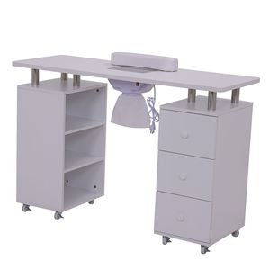 Table de manucure noire pour salon avec ventilateur, tiroir de rangement et étagère – Poste de travail beauté - Product Image 3