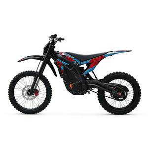 Motocicleta Eléctrica Todoterreno con Diseño <span class=keywords><strong>de</strong></span> Contraste Rojo y Azul, Horquillas Delanteras Invertidas Negras Reforzadas, Calibradores Rojos y Neumáticos <span class=keywords><strong>de</strong></span> Gran Profundidad - Product Image 1