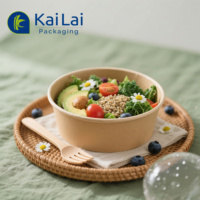 Conteneur d'emballage alimentaire jetable avec impression de logo personnalisé, bols à salade en papier kraft avec couvercle en papier PP, fabriqué en usine