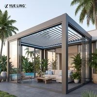 Pergola de jardin extérieure personnalisée en aluminium à toit à lames orientables pour les constructeurs et les entrepreneurs, avec commande électrique à distance